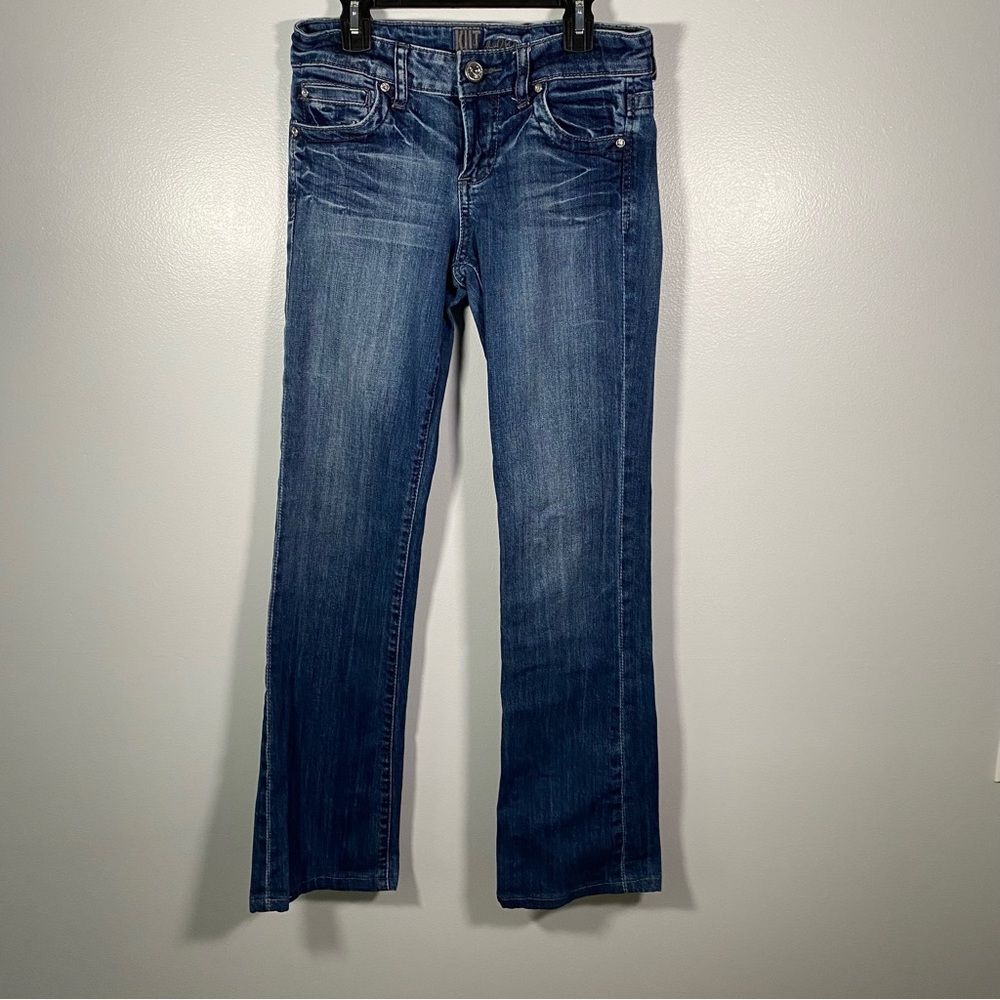 KUT from the Kloth Womens Michelle Bootcut Jeans Blue 2 Mid Rise Rhinestones Y2K